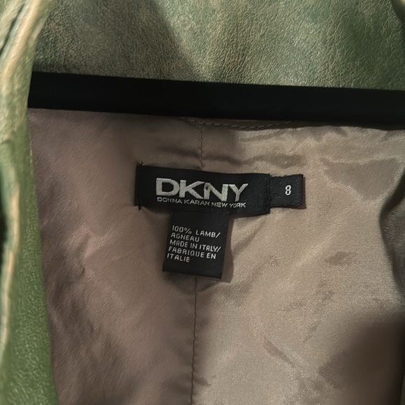Vintage DKNY Green Soft Lamb Leather Women's Jacket Sz 8 Rare made in Italy - Picture 6 of 12